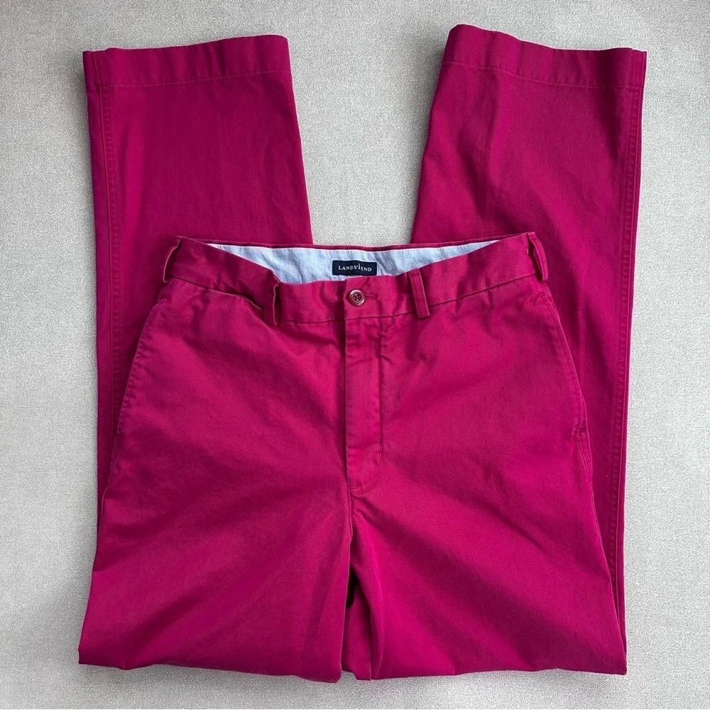 Lands' End Men's Bold Pink Chino Pants. Size 33 X 34